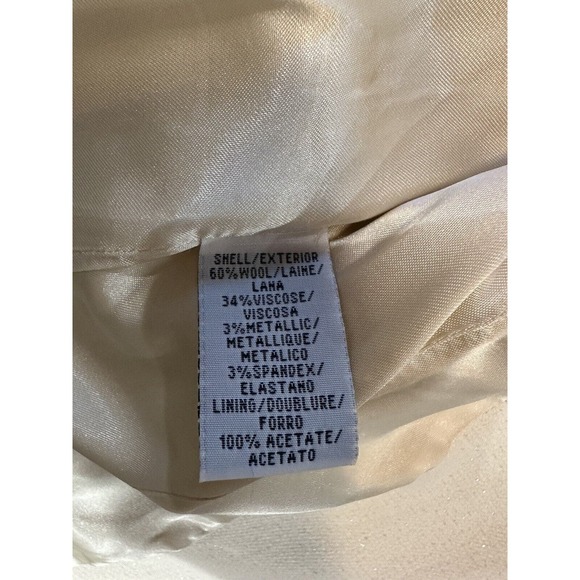 Kenneth Cole Womens Cream Blazer With Silver Shimmer Wool Blend Lined Size 4 VTG - Picture 9 of 13